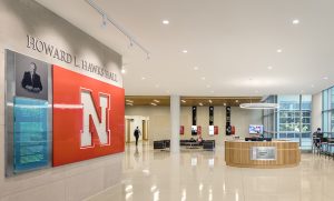 Interior lobby of Howard L. Hawks Hall