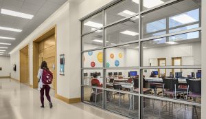 Interior hallway of Howard L. Hawks Hall