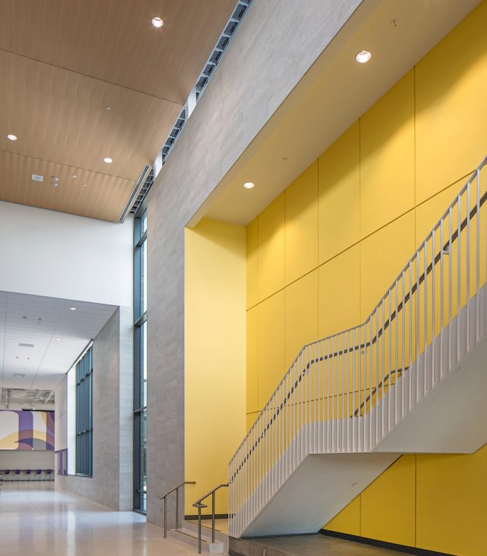 Interior image of Johnston High's staircase in Johnston Iowa