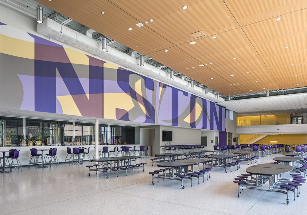 Interior shot of Johnston High's cafeteria in Johnston, Iowa