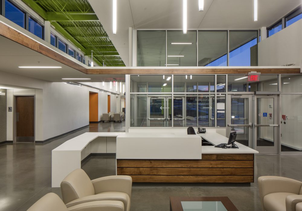 The Learning Center of North Omaha interior shot of the main lobby and entrance