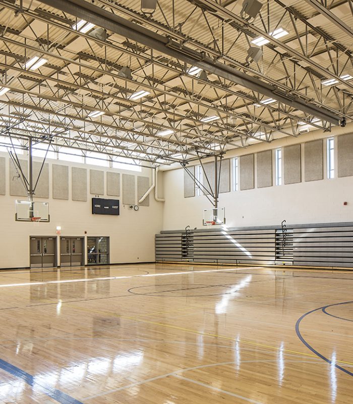 Inside the gymnasium at Liberty Middle School