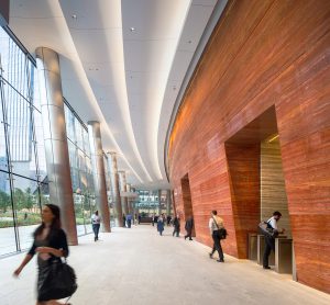 Inside the front entrance of River Point Tower