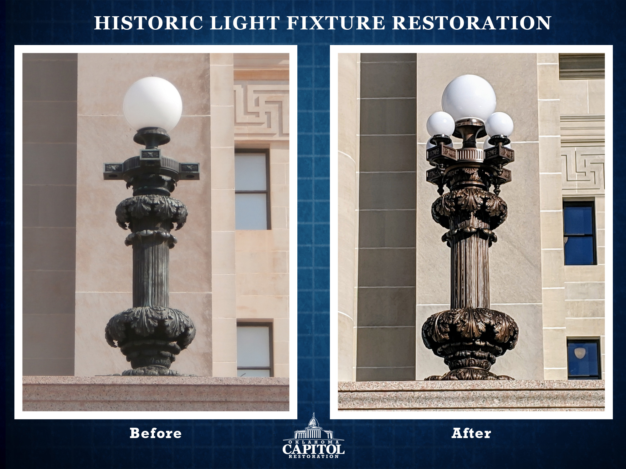 Historic Light Fixture Restoration Oklahoma Capitol