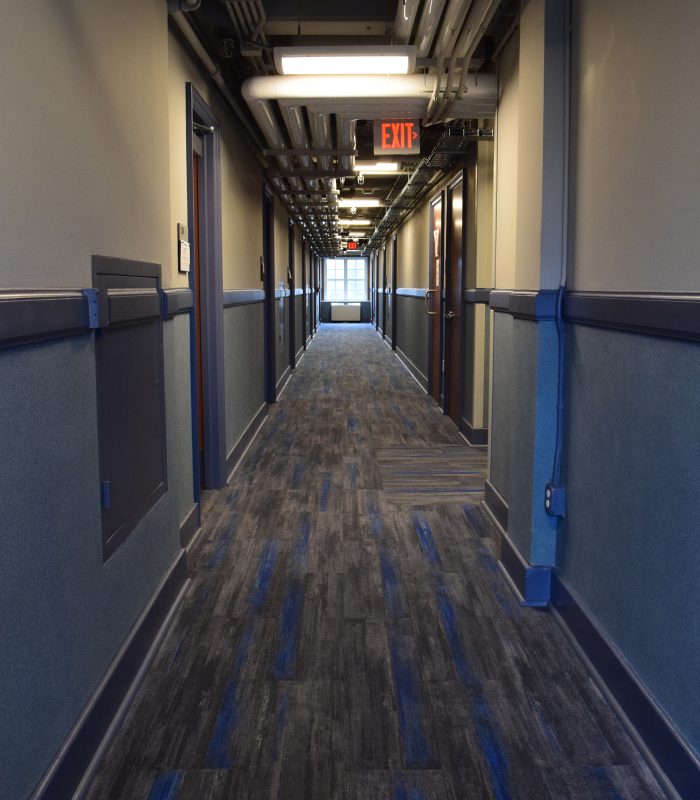 Interior shot of Peru State University's Delzell Hall' hallway