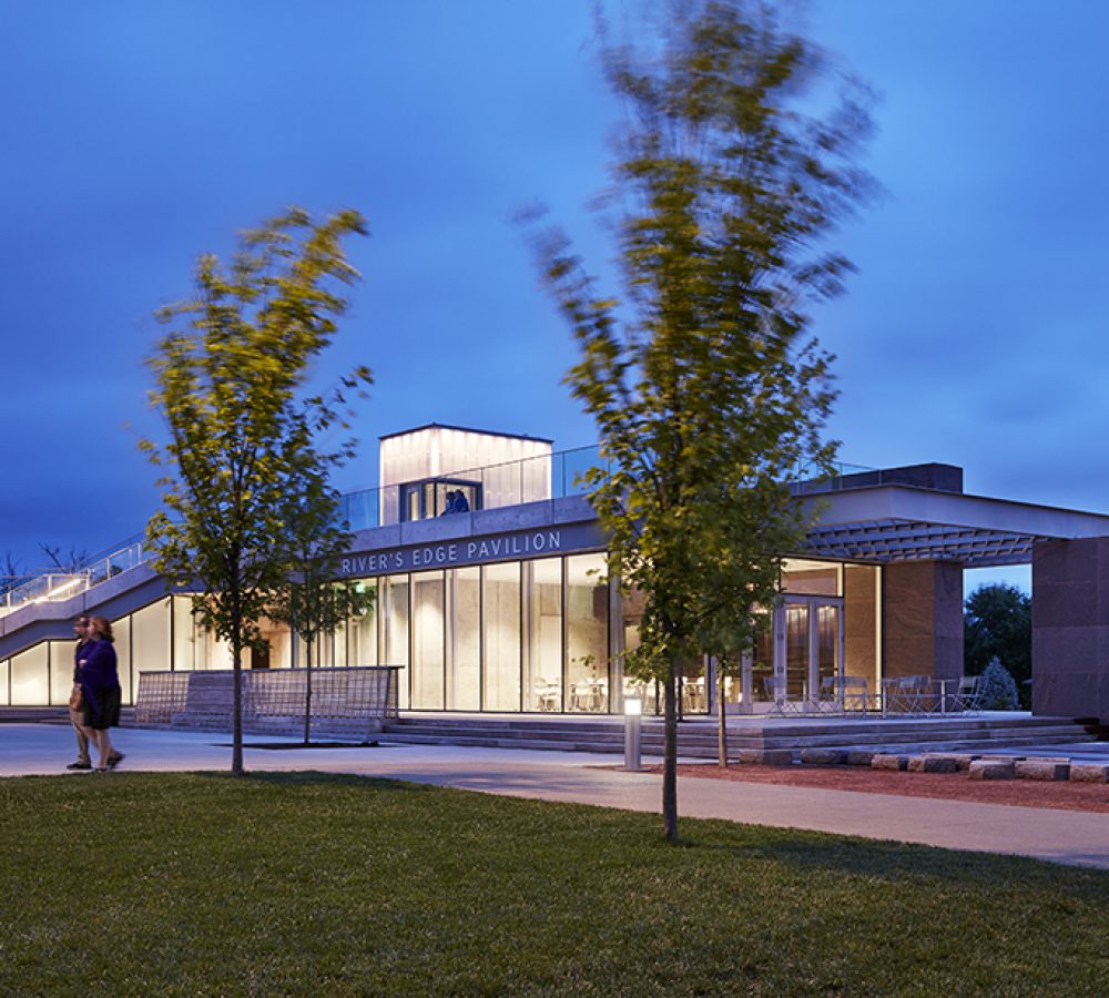 Closeup shot of the River's Edge Pavilion