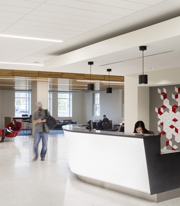 View of the front desk at the UNO Milo Bail Student Center