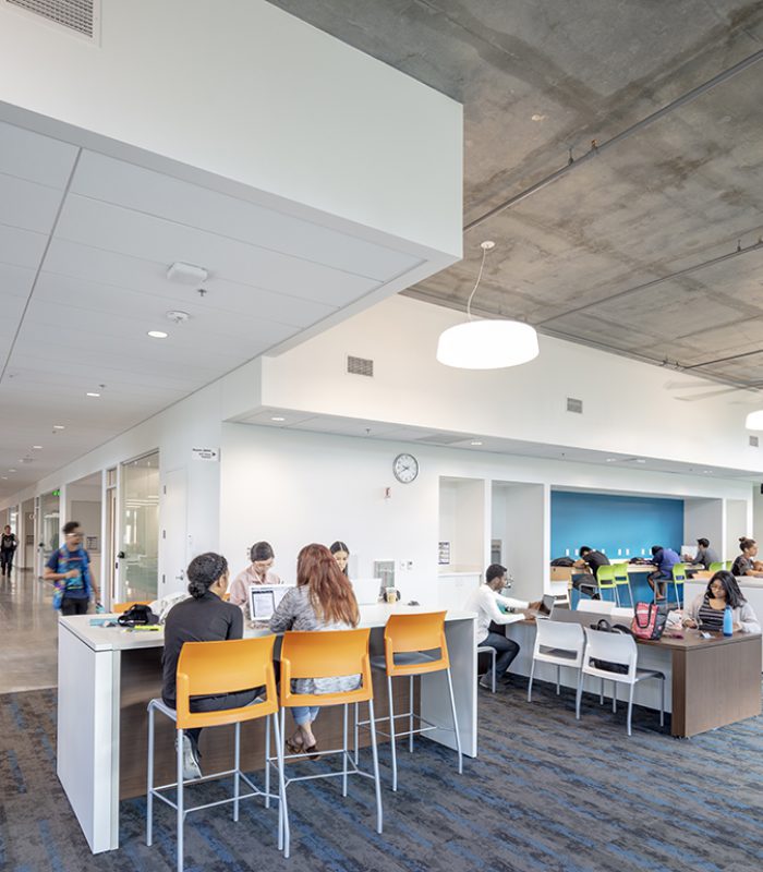 Interior view of a study lounge at the UCI Anteater Learning Pavilion