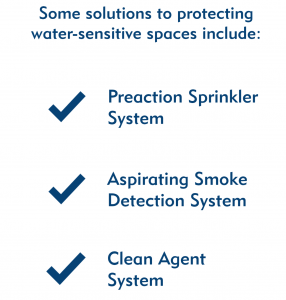 Water sensitive fire protection solutions