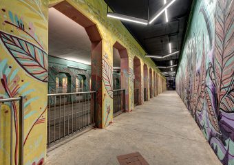 A view through one of the underpasses to Bricktown in OKC