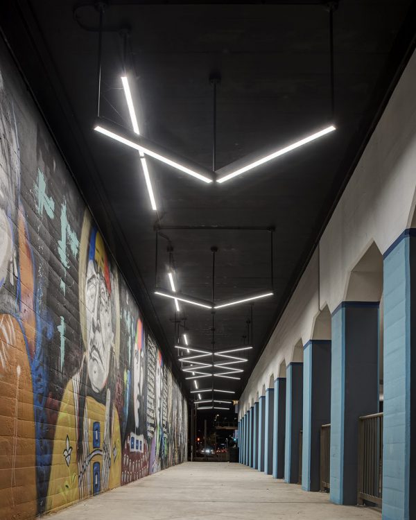 A view through one of the underpasses to Bricktown in OKC