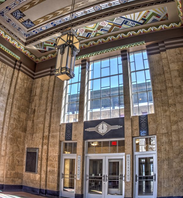 View inside the lobby at the Santa Fe Train Station in Oklahoma City, Oklahoma