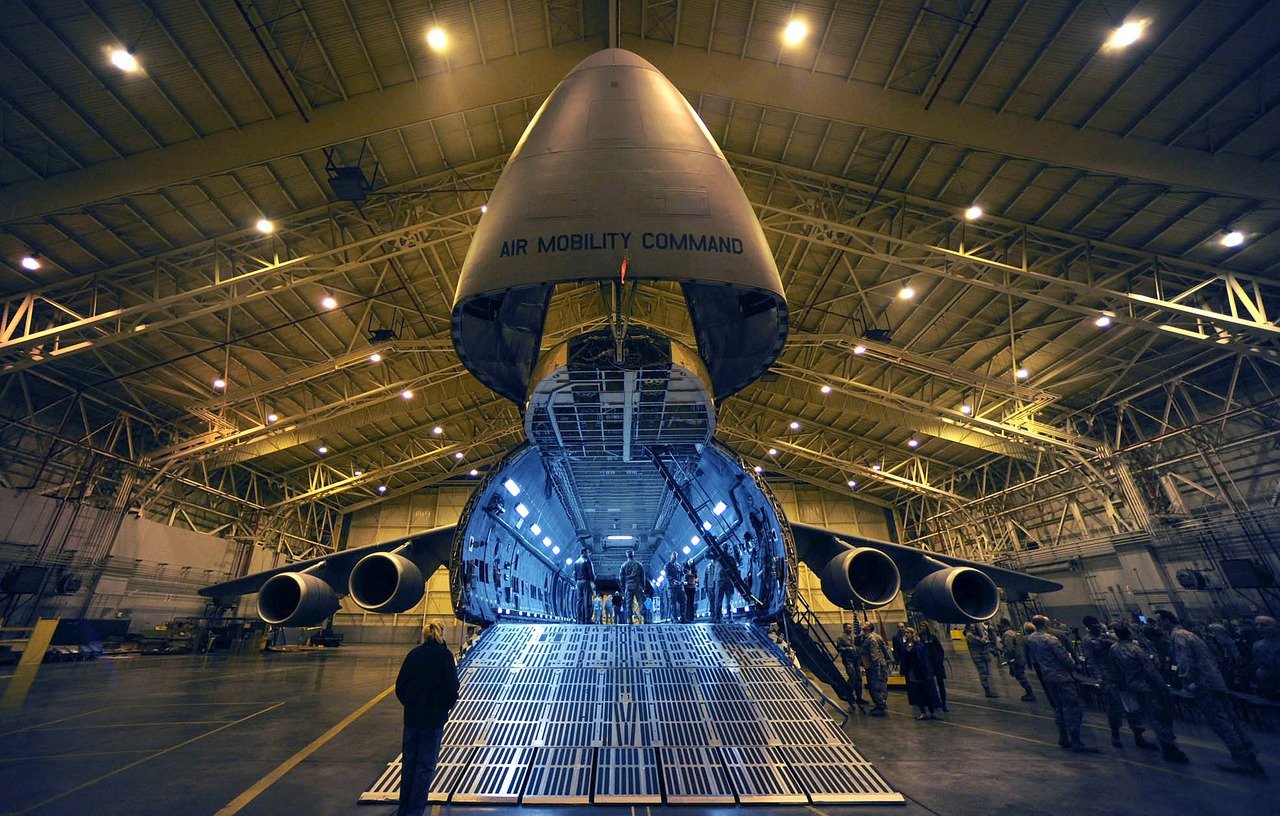 View inside a hangar at Stewart Air National Guard Base