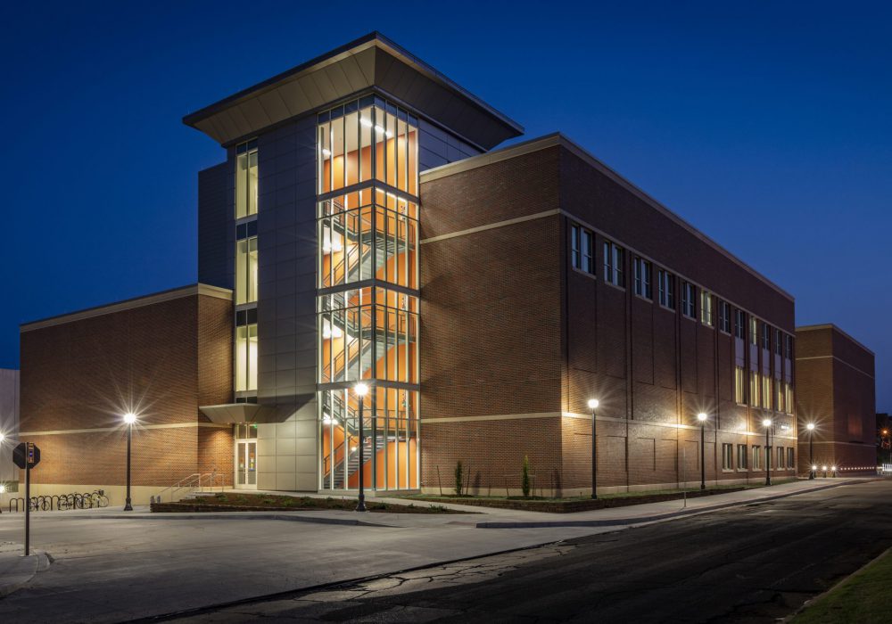 Exterior view of the Michael and Ann Greenwood School of Music at Oklahoma State University