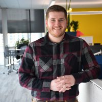 Jacob Bullock in the Alvine Engineering office.