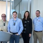 Gary Lange, Jacob Bullock, Mary Wurst, and Jacob Butler present on MEPT Engineering 101 in the training room at Alvine Engineering.