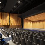 Floor seating facing stage right of the performing arts center.