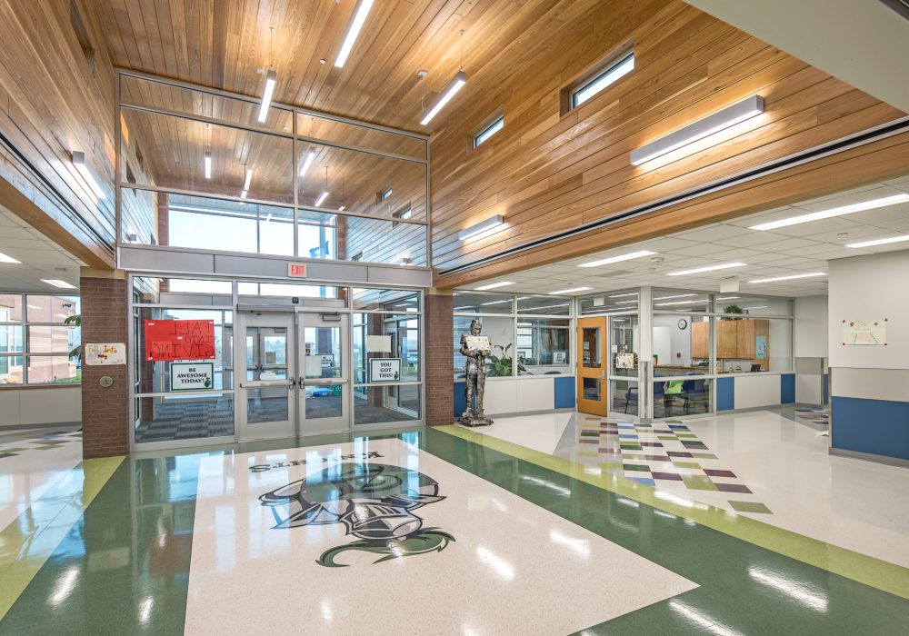 Interior shot of the entrance of Papillion-La Vista Ashbury Hills elementary