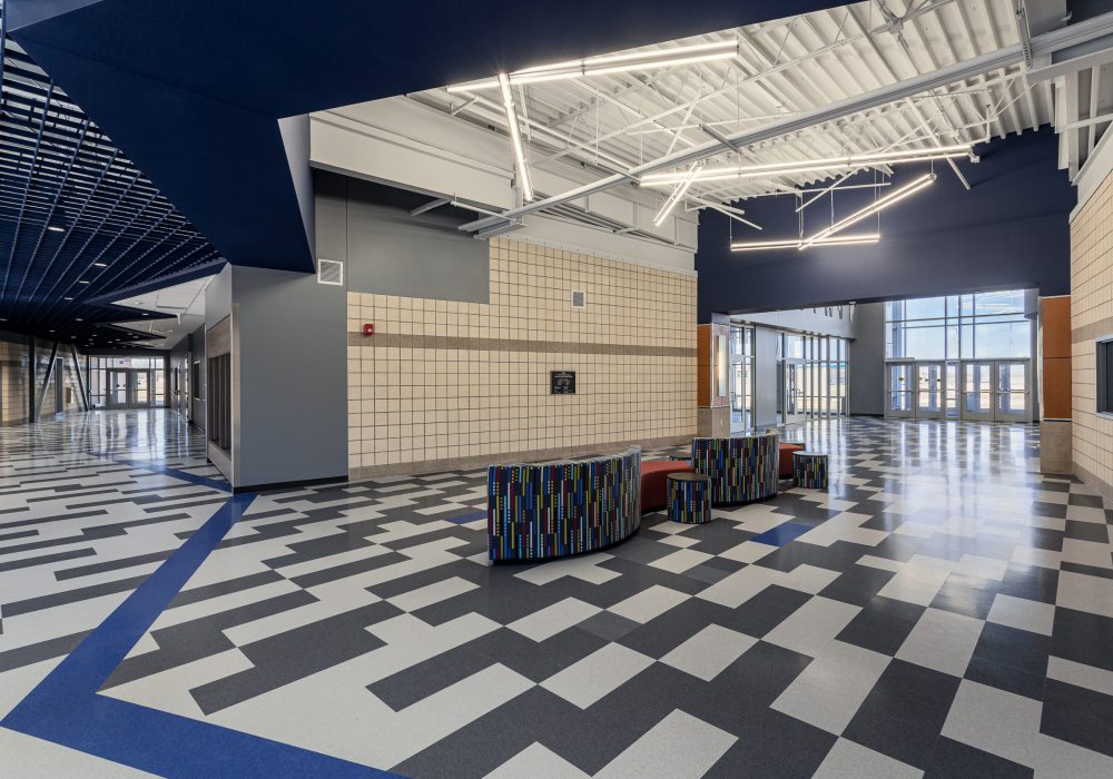 Interior image of the Canadian Valley Technology Center's Cowan Campus building and its entrance area