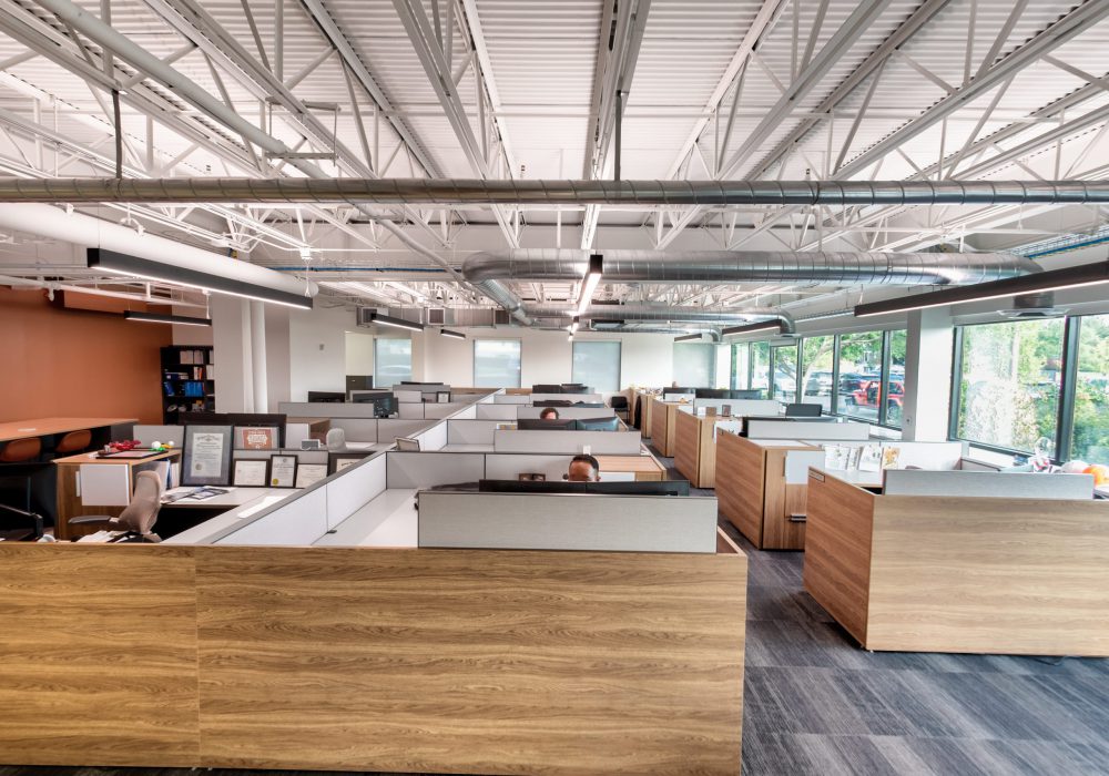 Interior shot of Alvine Engineering's Oklahoma City office's cubicle area