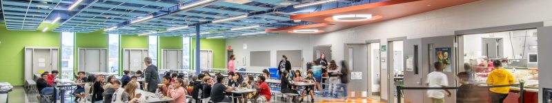 Interior image of Omaha Public Schools' Forest Station Elementary cafeteria