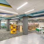 Interior image of Omaha Public Schools' Pine Elementary library