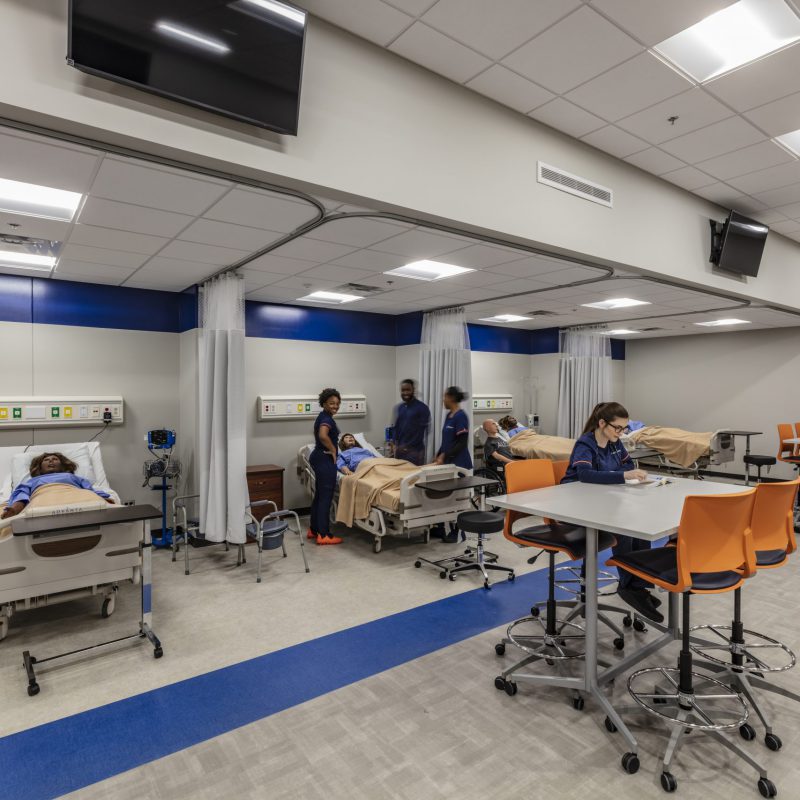 Interior image of Langston University's Tulsa Campus Allied Health Complex